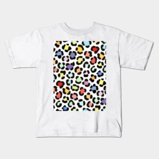 Trendy Multicolored Leopard Fur Effect Pattern Kids T-Shirt